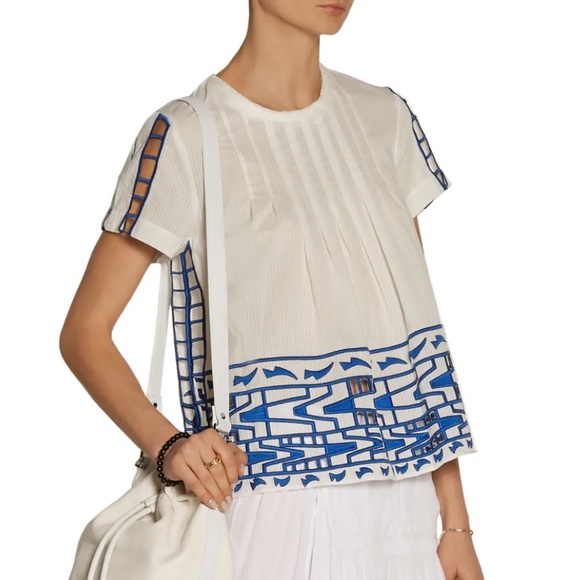 Sea Tops - SEA Cutout Embroidered Cotton Voile Top White Sz 8
